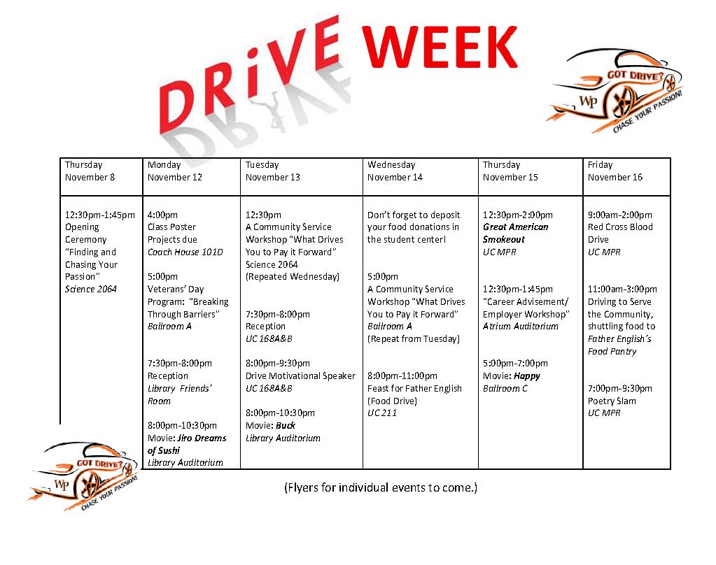 Drive Week Calendar
