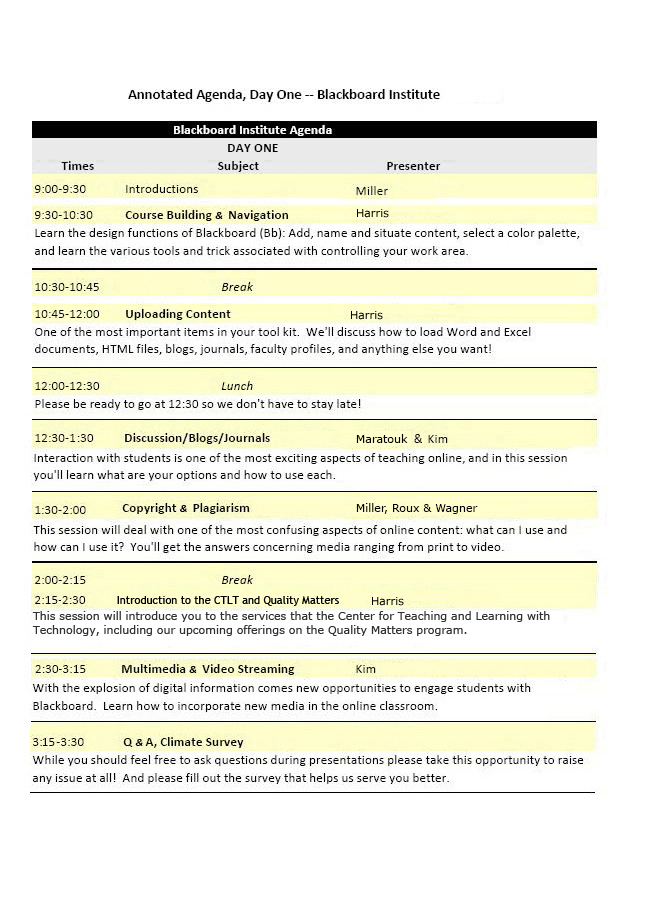 schedule