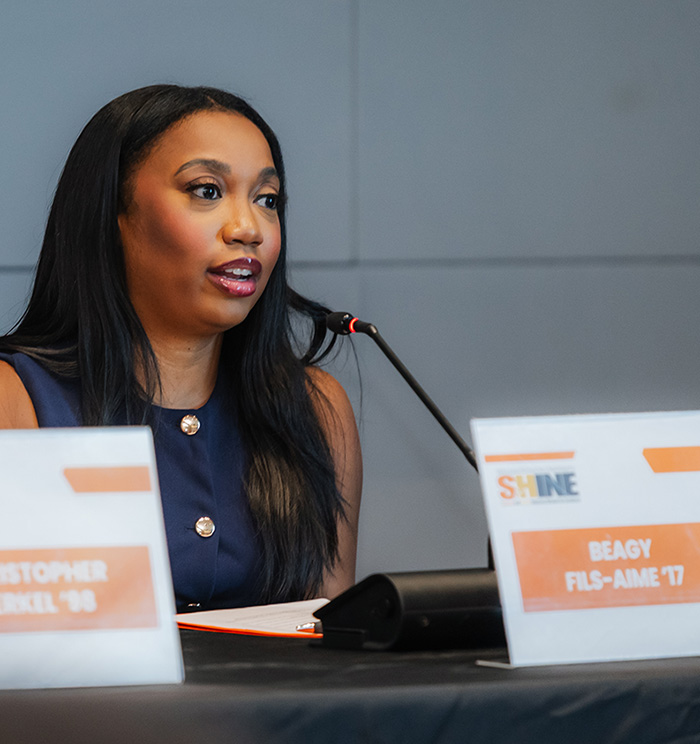 Beagy Fils-Aime during the panel discussion.