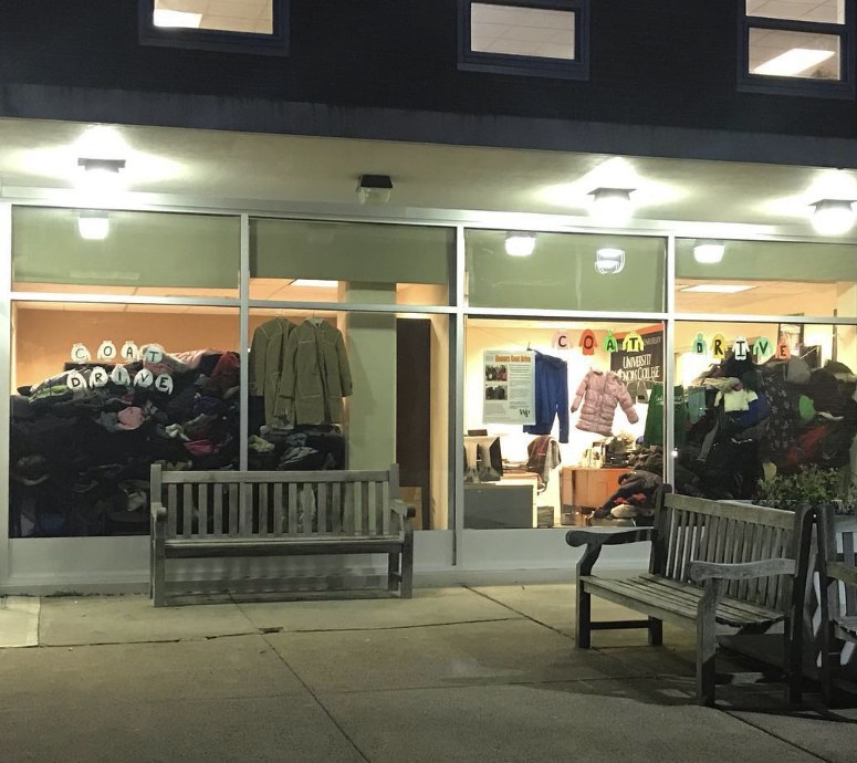 Coats collected and displayed during the William Paterson Honors Coat Drive