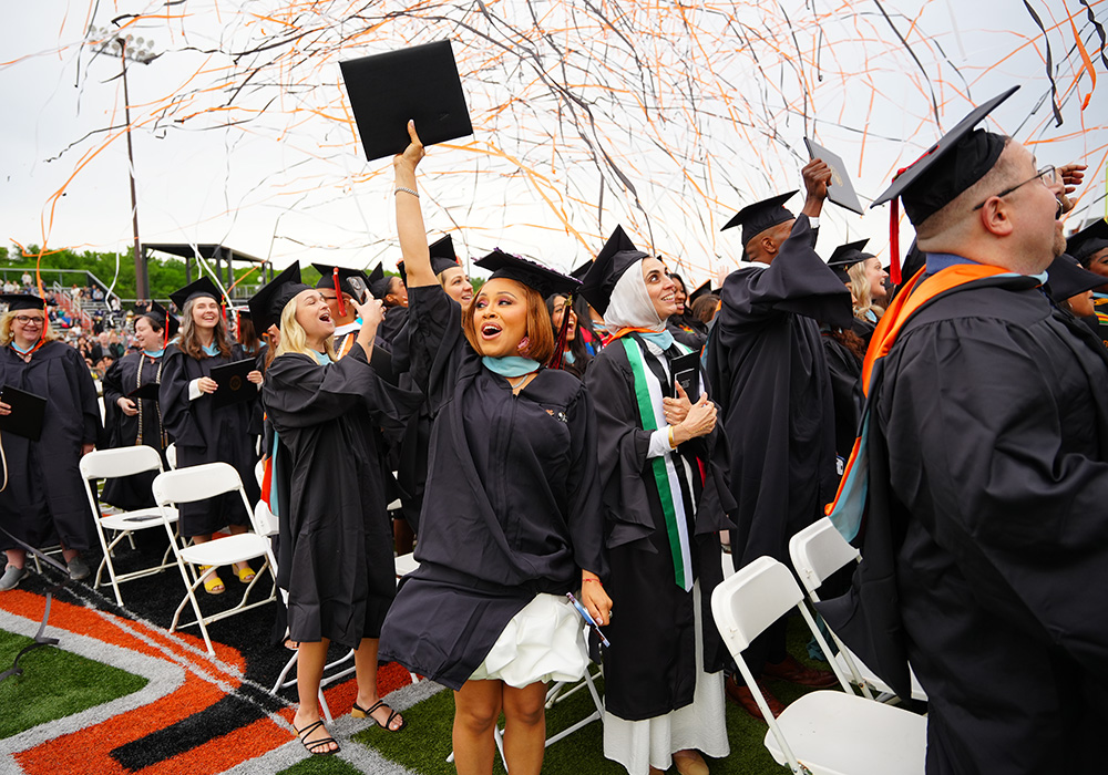 Graduates celebrate during William Paterson University's Commencement ceremony.