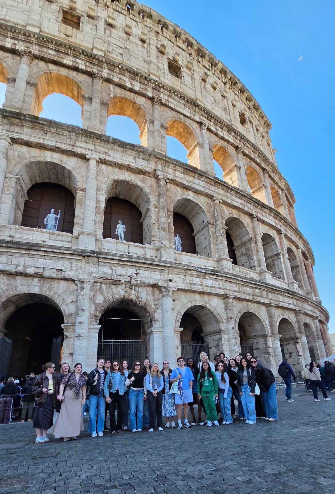 William Paterson Honors students gathered outside the Colosseum in Rome, Italy
