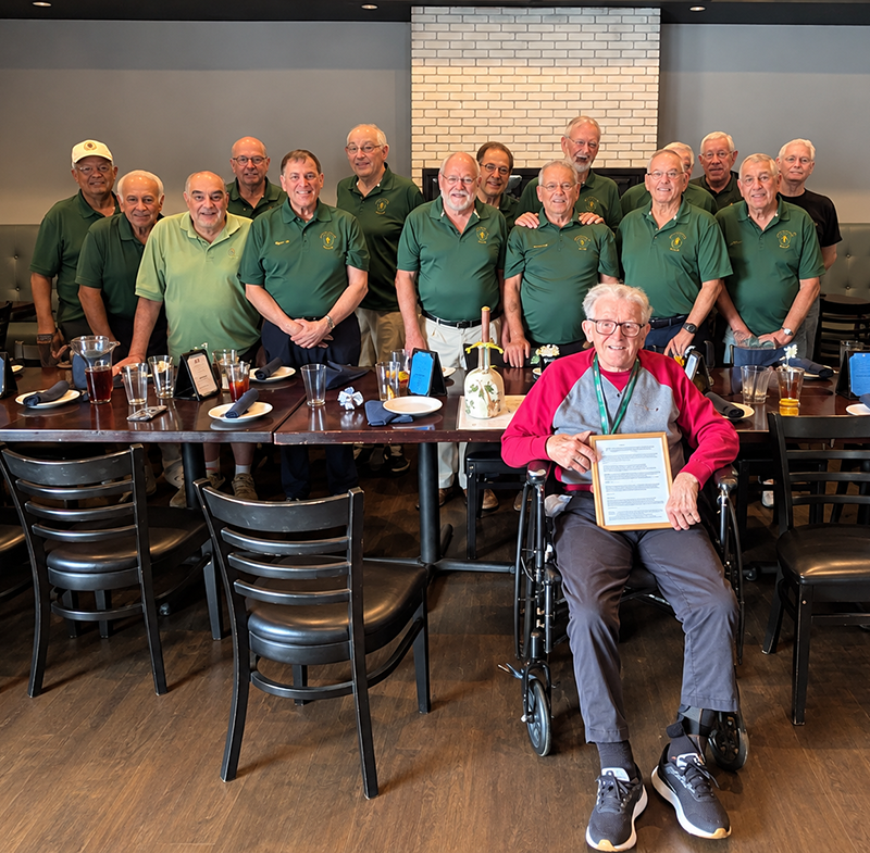 Members of Skull and Poniard celebrating Gabe Vitalone