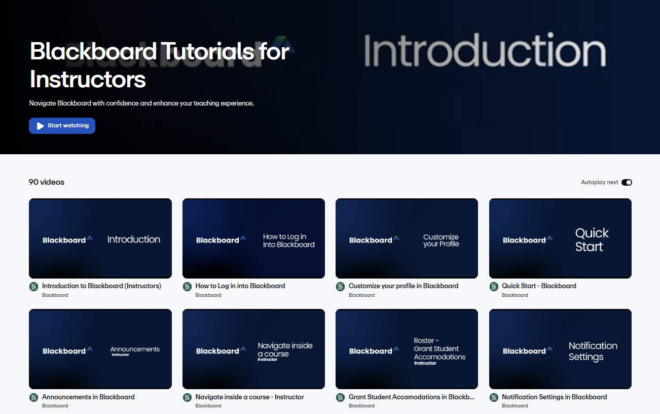 Blackboard Tutorials for Instructors