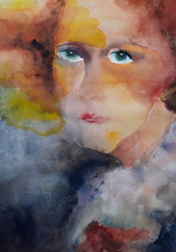 Watercolor portrait by June Fisher-Markowitz