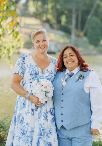 Lissa Morillo and her partner on their wedding day