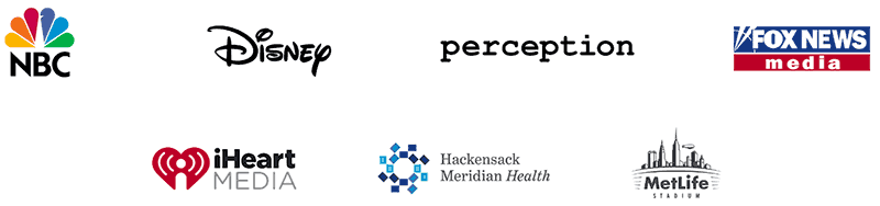 NBC, Disney, Perception, Fox News, iHeartMedia, Hackensack Meridian Health, Metlife Stadium