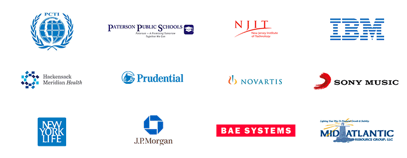 Passaic County Technical Institute, Paterson Public Schools, NJIT, IBM, Hackensack Meridian Health, Prudential Financial, Novartis, JP Morgan Chase, New York Life, Mid-Atlantic Resource Group, BAE, Sony Music Entertainment